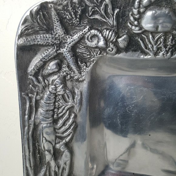 Metal Serving Platter and Spoon Fork Sea Creatures Coastal 3 Pc BETTY BARRENA - Picture 5 of 9